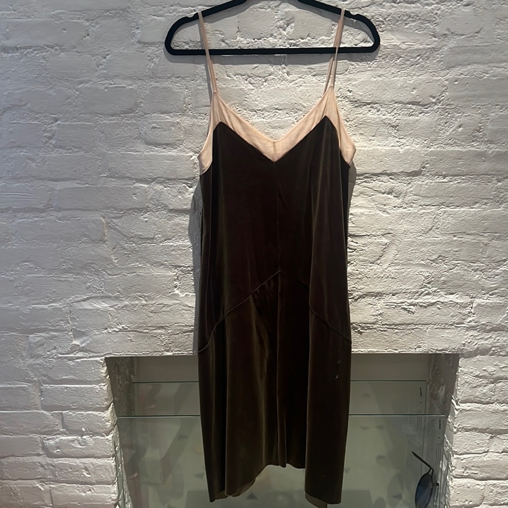 Zara green velvet slip dress size M